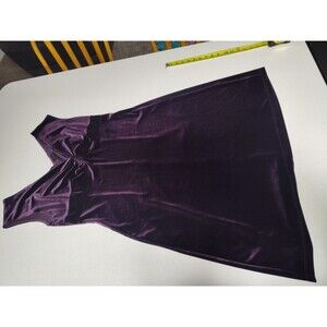 NY&CO Purple Stretch Velour (Velvet feel) V-Neck Mini Dress Y2K Vintage XL